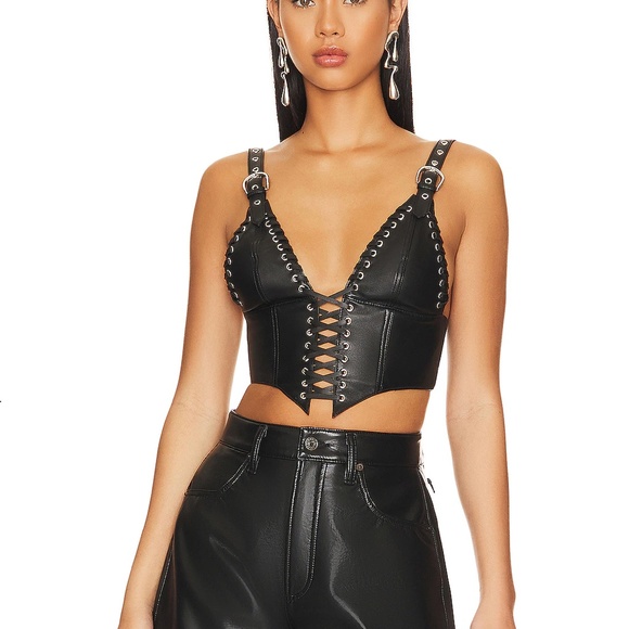 NBD Tops - NWT Real Leather Harness NBD Crop Top